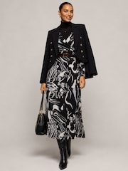 Jolie Moi Black Abstract Ruched Waist Fit & Flare Maxi Dress - Image 5 of 6