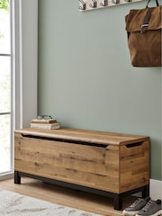 Dark Bronx Oak Effect Hallway Storage Bench - Image 1 of 10