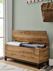 Dark Bronx Oak Effect Hallway Storage Bench - Image 2 of 10