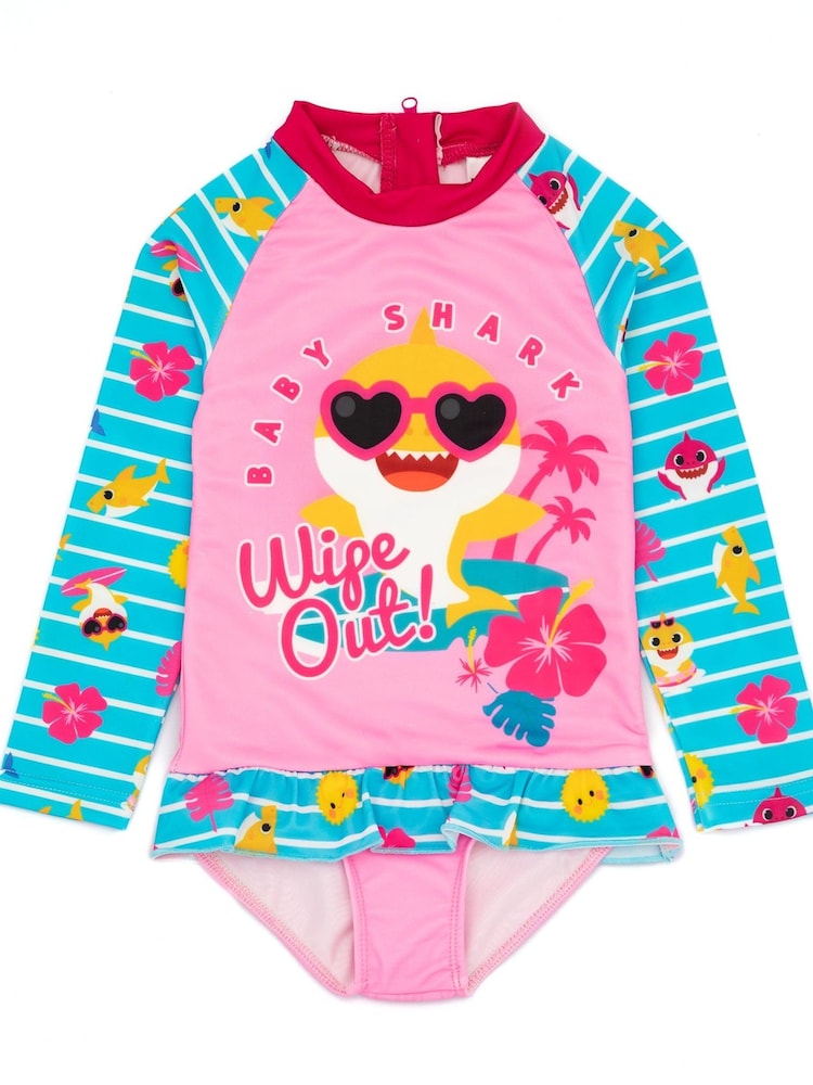 Vanilla Underground Pink Girls Baby Shark Swimsuit - Image 1 of 5