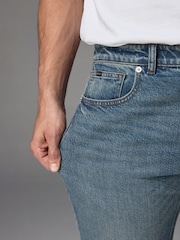 Blue Vintage Straight Fit Vintage Wash Denim Jeans - Image 4 of 11