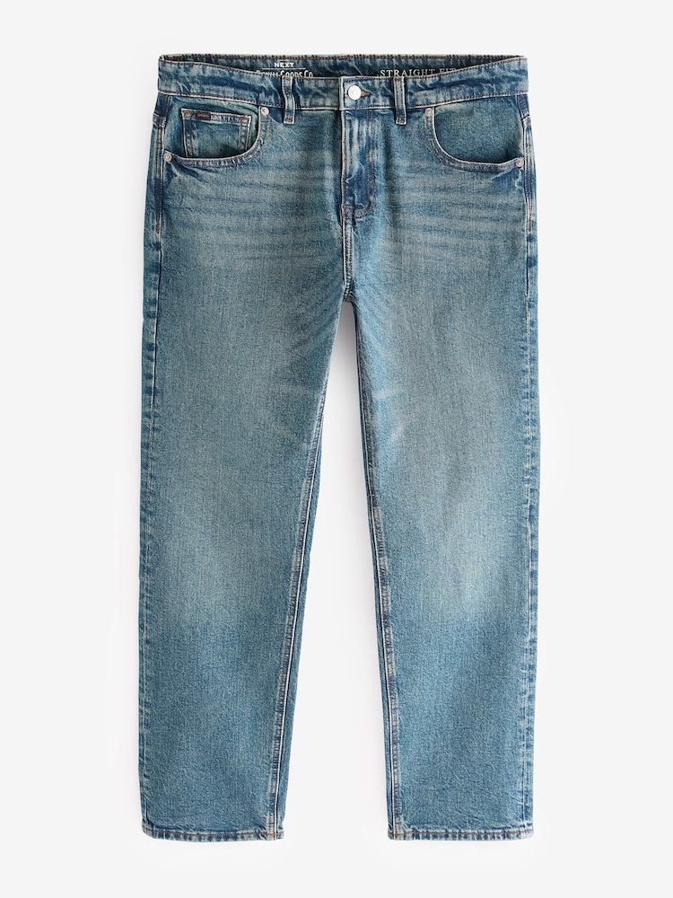 Blue Vintage Straight Fit Vintage Wash Denim Jeans - Image 6 of 11