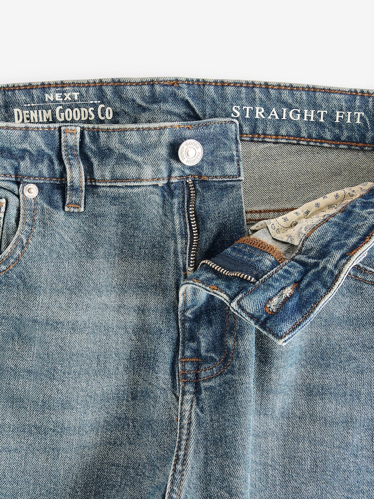 Blue Vintage Straight Fit Vintage Wash Denim Jeans - Image 7 of 11