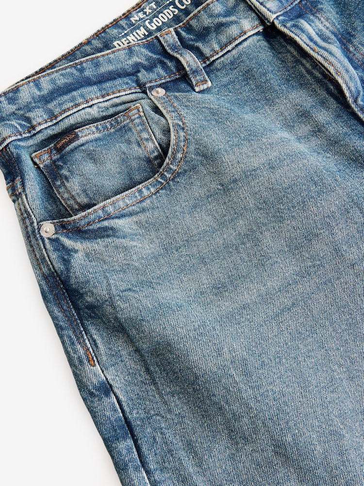 Blue Vintage Straight Fit Vintage Wash Denim Jeans - Image 9 of 11
