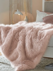 Pink Long Faux Fur Throw - Image 2 of 4