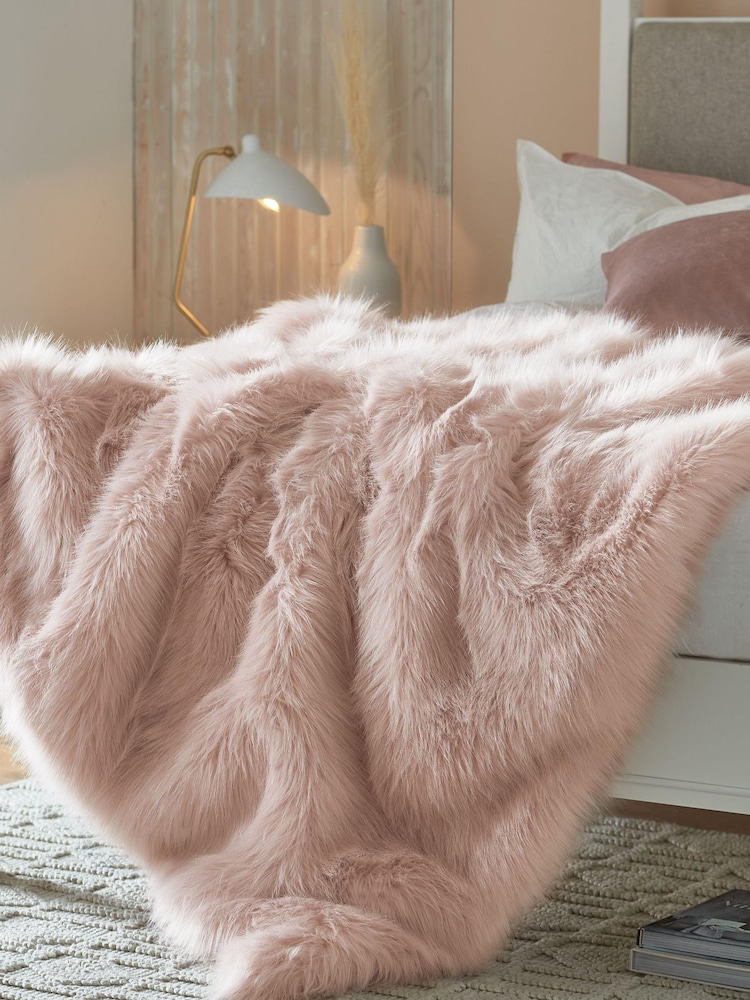 Pink Long Faux Fur Throw - Image 2 of 4
