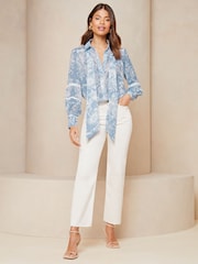 Lipsy Blue Chiffon Trim Detail Blouse - Image 3 of 4