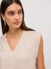 Ecru, Weiß - Tanktop mit V-Ausschnitt - Bild 4 von 6