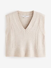 Ecru, Weiß - Tanktop mit V-Ausschnitt - Bild 5 von 6