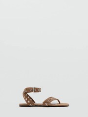Mango Brown Suede Eyelet Buckle Sandals - Image 1 of 3