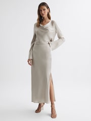 Reiss Silver Avril Metallic Cowl Neck Top - Image 4 of 5
