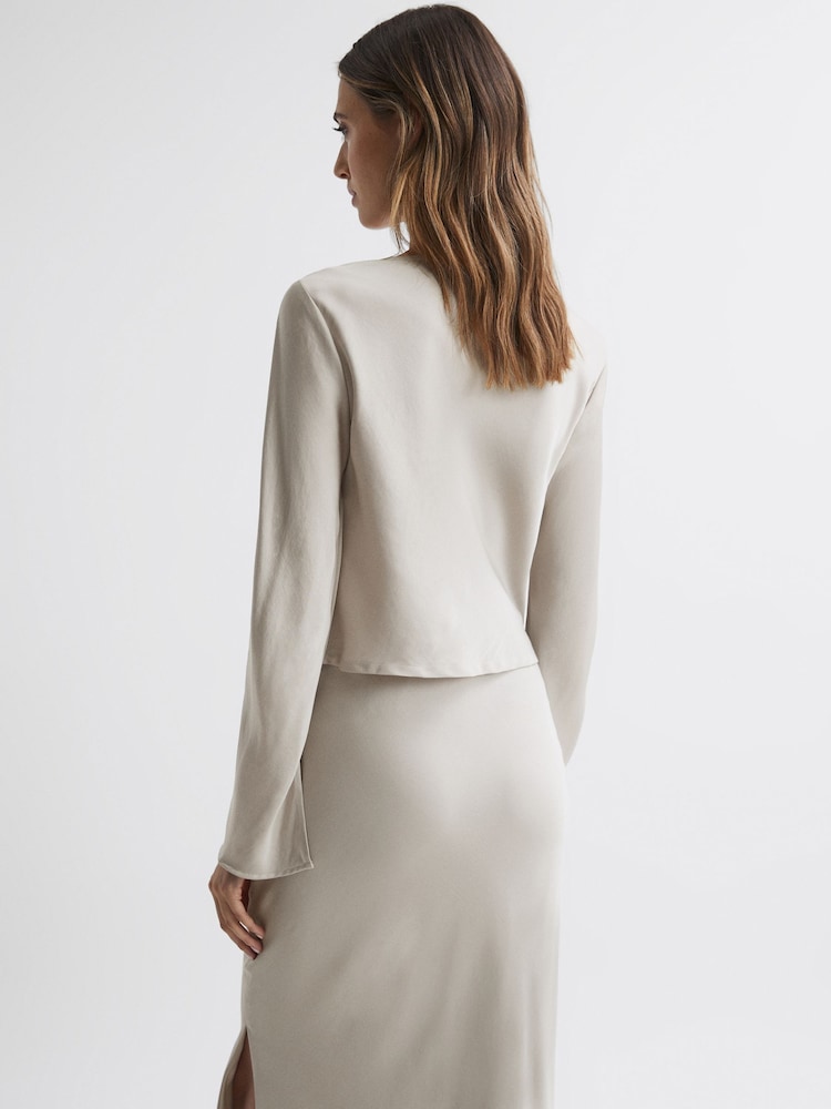 Reiss Silver Avril Metallic Cowl Neck Top - Image 5 of 5