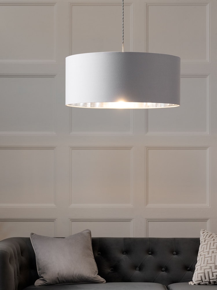 Silver Rico Easy Fit Shade Drum Ceiling Light - Image 1 of 4