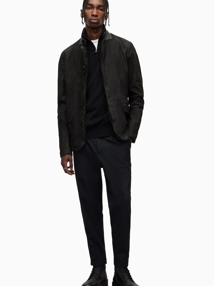 AllSaints Black Kilburn Zip Funnel Neck Sweater - Image 2 of 5