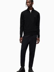 AllSaints Black Kilburn Zip Funnel Neck Sweater - Image 3 of 5
