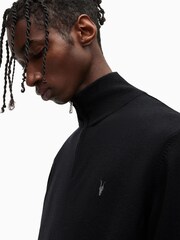 AllSaints Black Kilburn Zip Funnel Neck Sweater - Image 4 of 5
