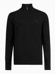 AllSaints Black Kilburn Zip Funnel Neck Sweater - Image 5 of 5