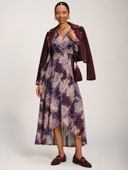 Пурпурный - Jolie Moi Printed Frill Mesh Maxi Dress - Изображение 5 6