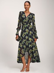 Желтый - Jolie Moi Printed Frill Mesh Maxi Dress - Изображение 1 6