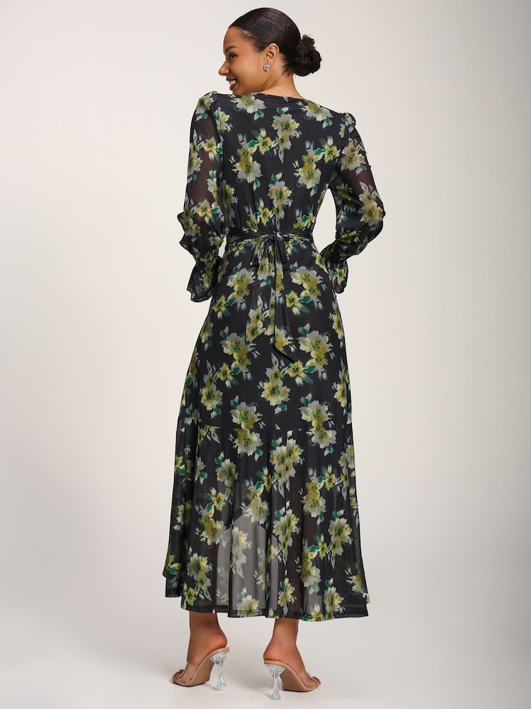 Желтый - Jolie Moi Printed Frill Mesh Maxi Dress - Изображение 2 6