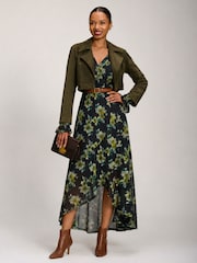 Желтый - Jolie Moi Printed Frill Mesh Maxi Dress - Изображение 4 6