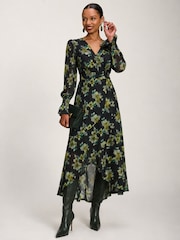 Желтый - Jolie Moi Printed Frill Mesh Maxi Dress - Изображение 5 6