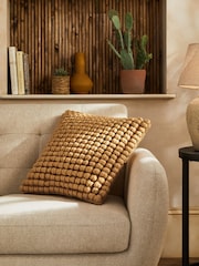 Ochre Yellow 43 x 43cm Global Bobble 100% Cotton Cushion - Image 1 of 6