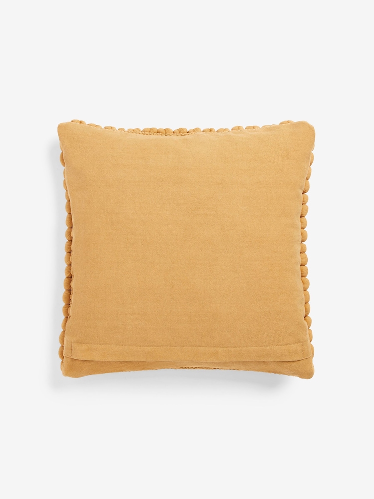 Ochre Yellow 43 x 43cm Global Bobble 100% Cotton Cushion - Image 6 of 6