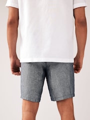 Navy Blue 100% Linen Luxe Shorts - Image 3 of 9