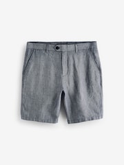 Navy Blue 100% Linen Luxe Shorts - Image 5 of 9