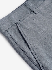 Navy Blue 100% Linen Luxe Shorts - Image 6 of 9