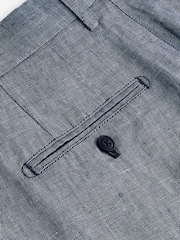 Navy Blue 100% Linen Luxe Shorts - Image 7 of 9