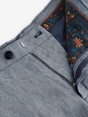 Navy Blue 100% Linen Luxe Shorts - Image 8 of 9