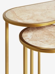 Set of 3 Gold Travertine Effect Nest of Tables - Image 2 of 5