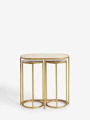 Set of 3 Gold Travertine Effect Nest of Tables - Image 3 of 5