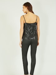 Yumi Black Sequin Vest Top - Image 2 of 4