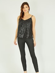 Yumi Black Sequin Vest Top - Image 3 of 4