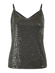 Yumi Black Sequin Vest Top - Image 4 of 4