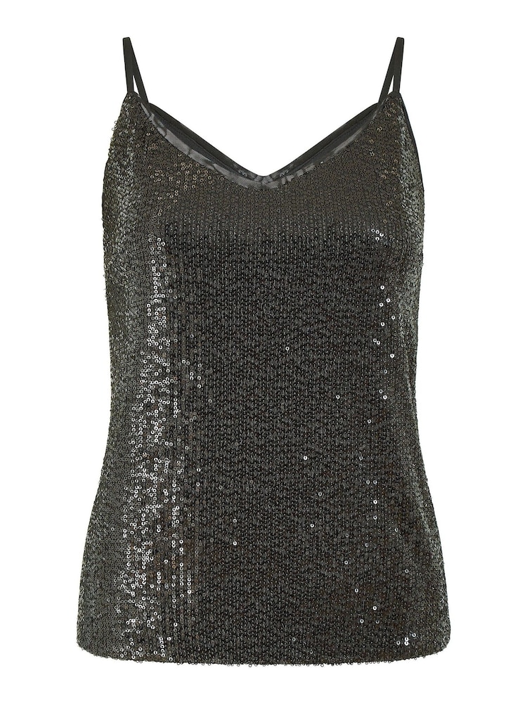 Yumi Black Sequin Vest Top - Image 4 of 4