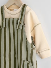 Green Stripe Baby Woven Dungaree and Sweatshirt Set (0mths-2yrs) - Image 10 of 14
