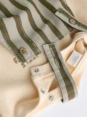 Green Stripe Baby Woven Dungaree and Sweatshirt Set (0mths-2yrs) - Image 11 of 14