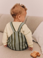 Green Stripe Baby Woven Dungaree and Sweatshirt Set (0mths-2yrs) - Image 3 of 14