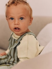 Green Stripe Baby Woven Dungaree and Sweatshirt Set (0mths-2yrs) - Image 4 of 14