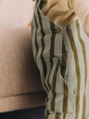 Green Stripe Baby Woven Dungaree and Sweatshirt Set (0mths-2yrs) - Image 6 of 14