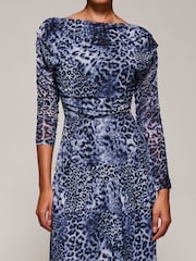 Animal noir - Jolie Moi Robe mi-longue asymétrique en maille froncée - Image 3 de 6