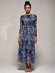 Animal noir - Jolie Moi Robe mi-longue asymétrique en maille froncée - Image 4 de 6