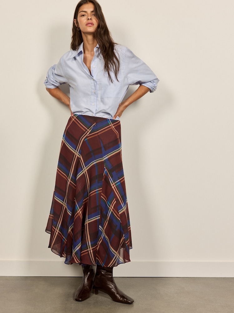 BHOEM Brown Maxi Checks Skirt - Image 1 of 5 BHOEM Brown Maxi Checks Skirt - Image 1 of 5