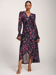 Розовый - Jolie Moi Printed Frill Mesh Maxi Dress - Изображение 4 6