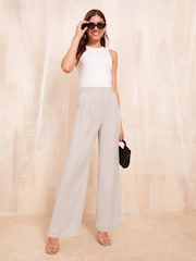 Friends Like These Grey Premium Wide Leg Smart Trousers - Image 2 of 4