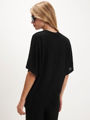 River Island Black Cut And Sew Asymmetric T-Shirt - Image 2 of 4
